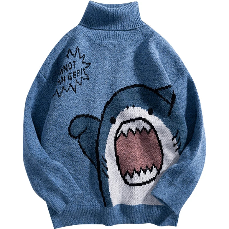 Shark Winter Cartoon Korean Hip Hop Loose Knit Jumper