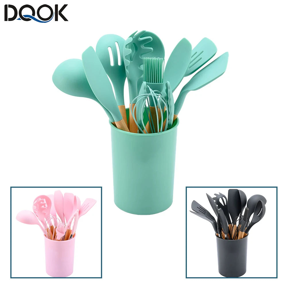 Silicone Cookware Set Kitchen Cooking Tools Baking Tools Tableware Silicone Shovel Spoon Scraper Kitchen Accessories