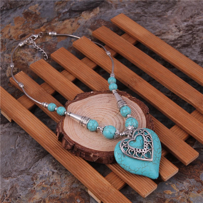 Big Statement Natural Stone Beads Hearts Necklaces