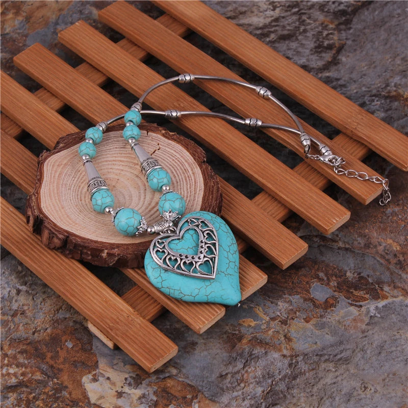 Big Statement Natural Stone Beads Hearts Necklaces