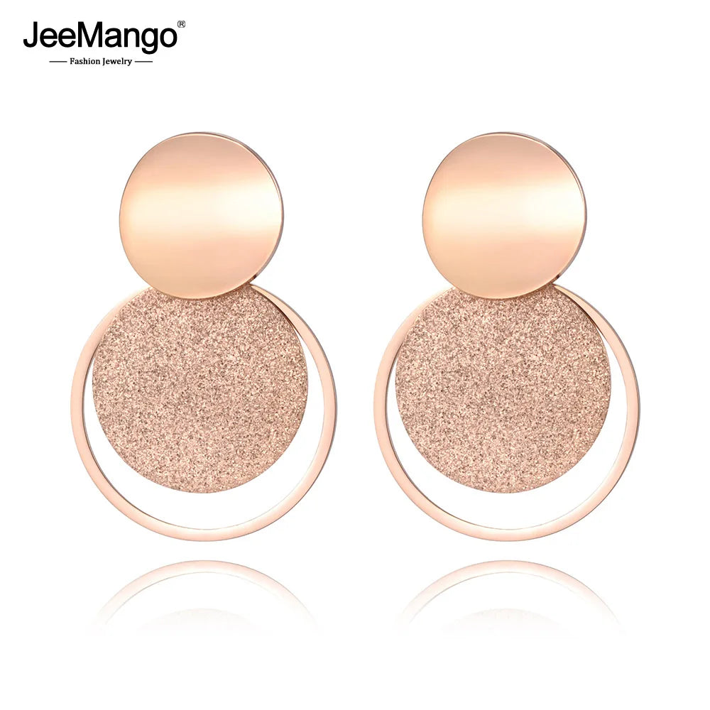 Circle Curved Disc Stud Earrings