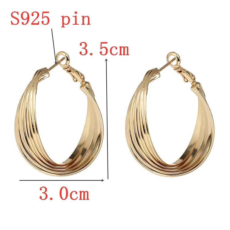 New Circle Twisted Spiral Curved Hoop Earrings