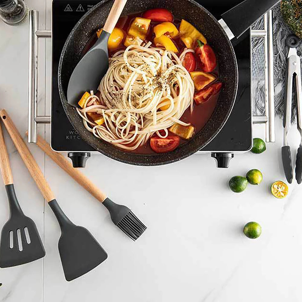 Silicone Cookware Set Kitchen Cooking Tools Baking Tools Tableware Silicone Shovel Spoon Scraper Kitchen Accessories