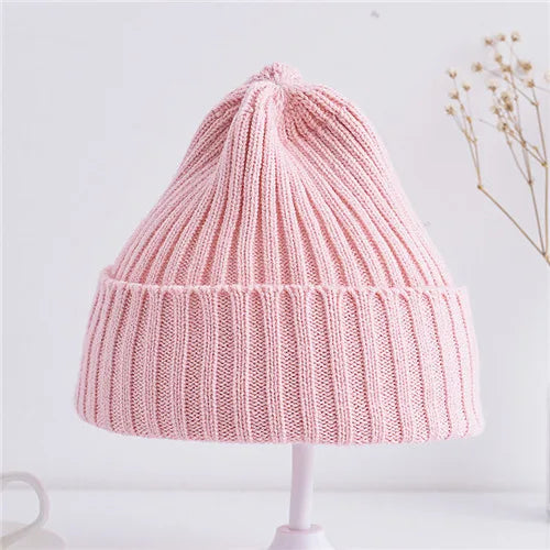 Kids Ribbed Knitted Beanie Hats