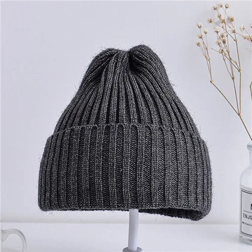 Kids Ribbed Knitted Beanie Hats