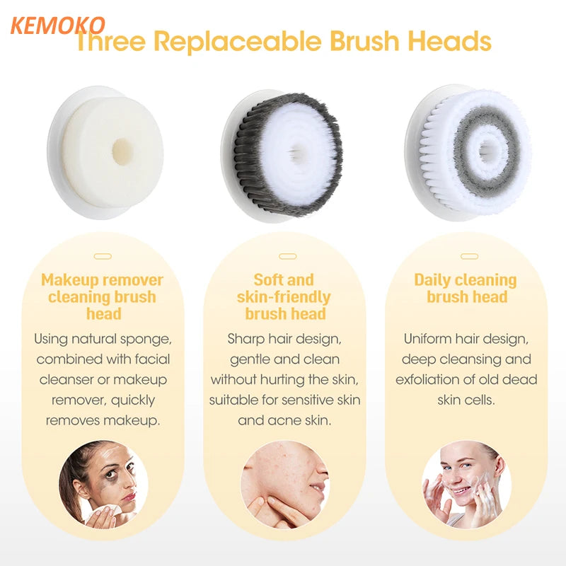 3 IN 1 Ultrasonic Facial Cleaner Pore Face Electric Face Cleansing Brush Skin Care Massager Blackhead Remover Facial Clean Brush