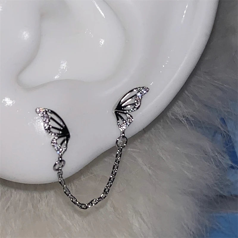 Silver Color Wing Stainless Steel Earring