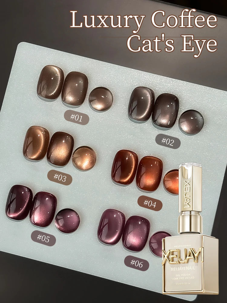 Luxury Coffee Cat's Eye Nail Gel Polish Set