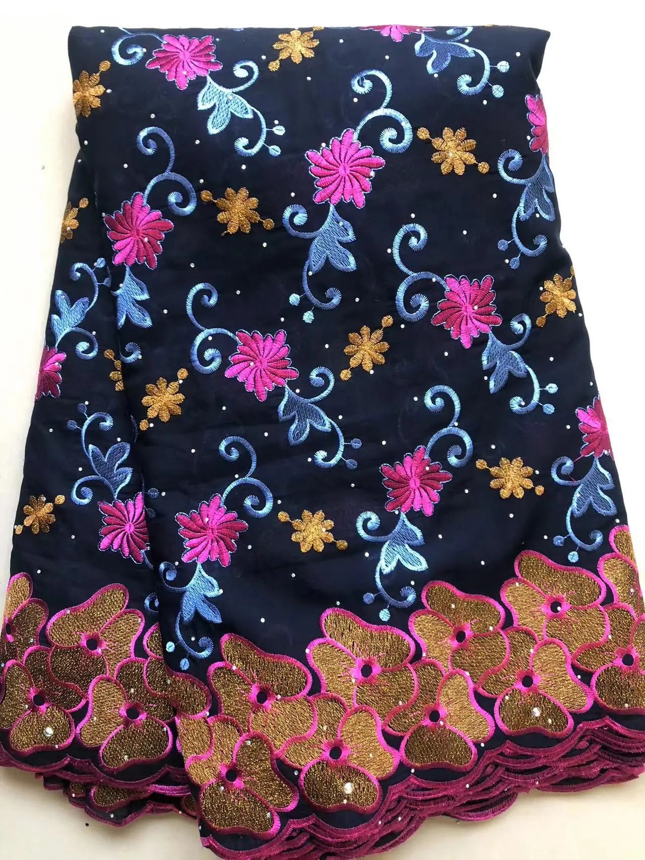 Wholesale Cotton African Lace Fabric 2023 High Quality Swiss Voile Lace Fabric Nigerian Dry Lace Fabrics With Stones Wedding Sew