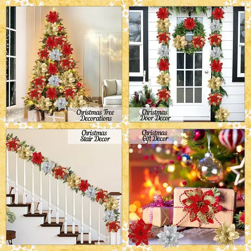 Christmas Glitter Artificial Flowers