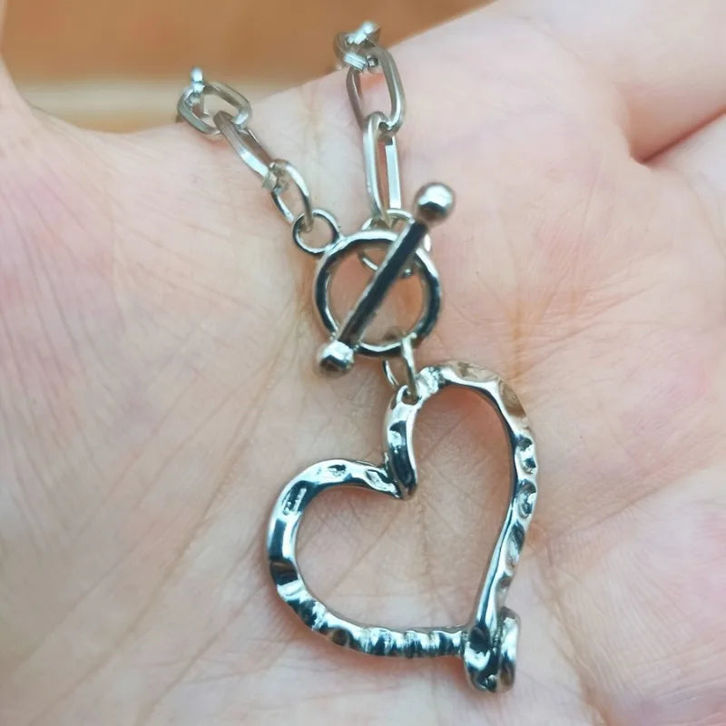Simple Punk Big Love Pendant Necklace