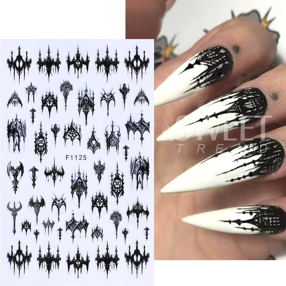3 D Gothic Black Halloween Nail Stickers