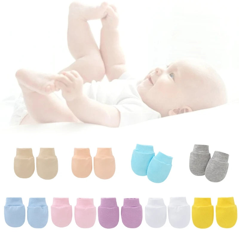 2pcs Baby Anti Scratching Soft Cotton Gloves+Mittens
