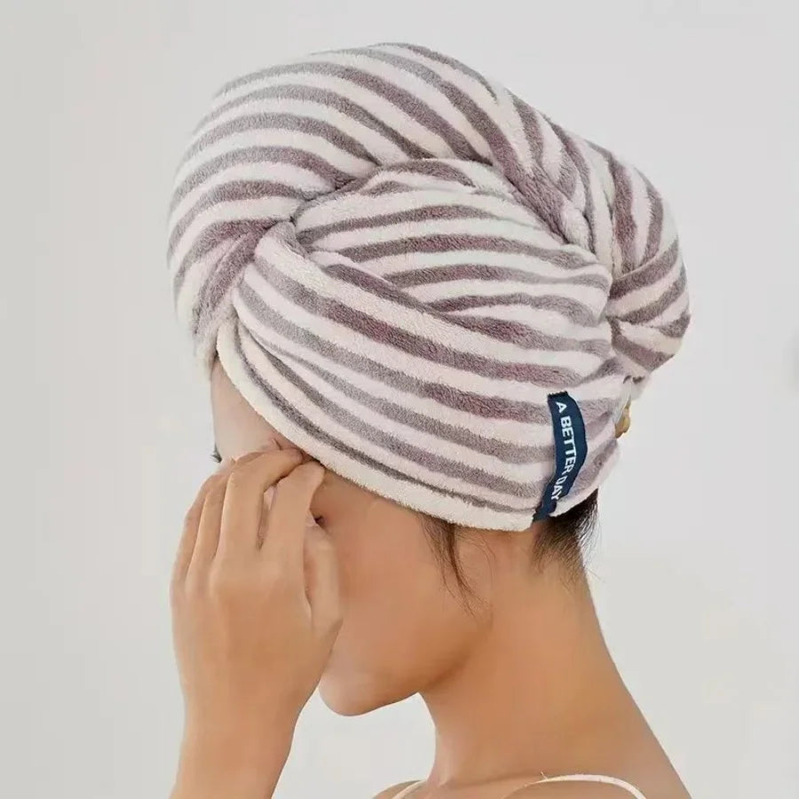 Stripped Microfiber Hair Dry Towel