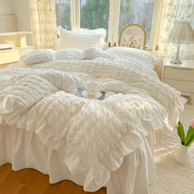 Princess Style Lace Ruffles Bedding Set