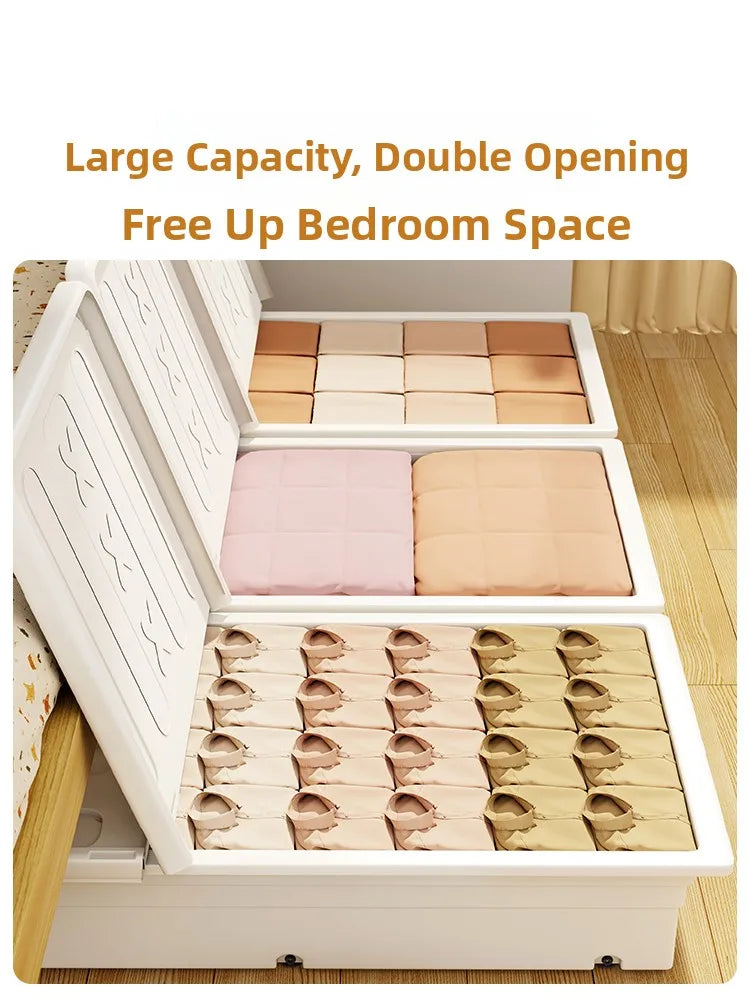 Flat Under-bed Storage Box with Wheels