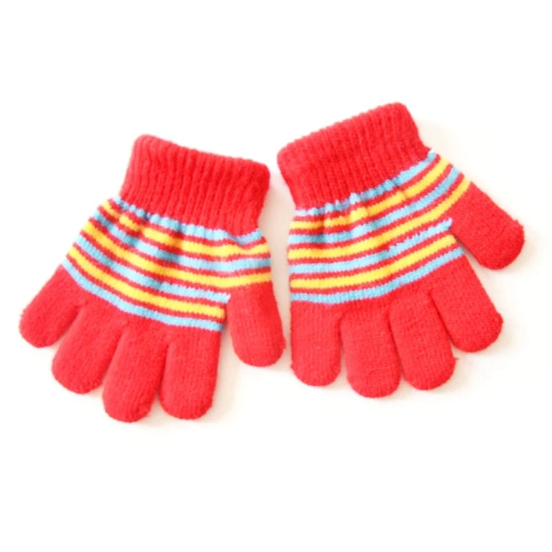 Baby Full Finger Knitted Stripe Mitten