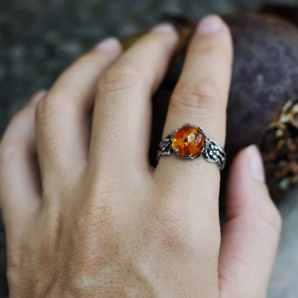 Fashion Trend Amber Stone Women's Ring
