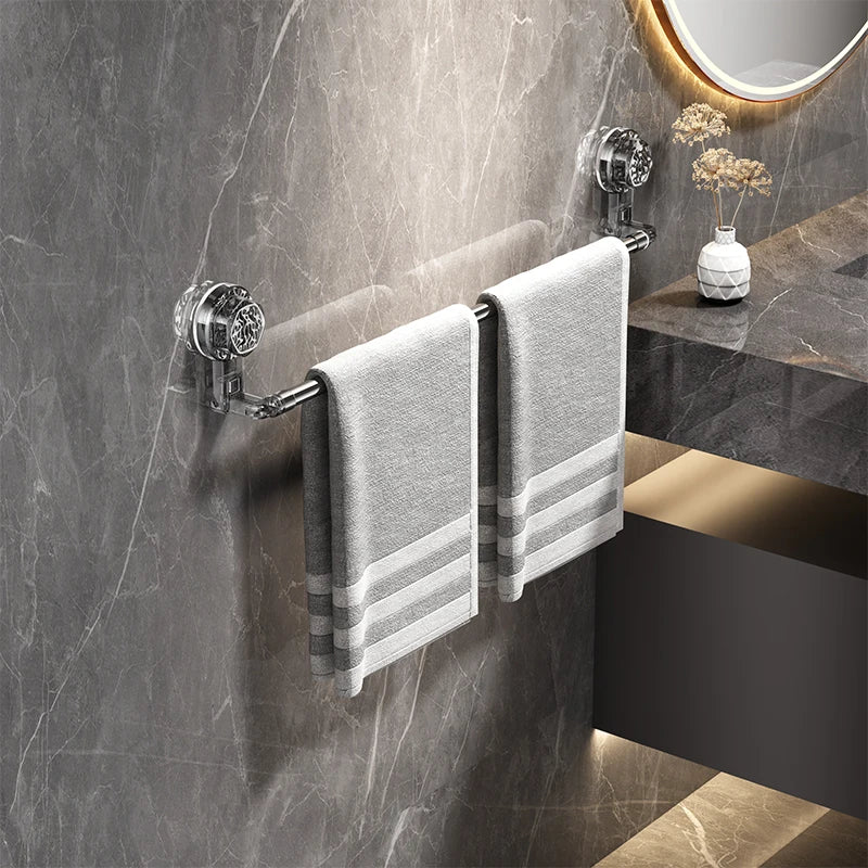 Suction cup Wall Towel Rack no drilling single rod retractable towel rack self-adhesive storage rack kitchen bathroom accessorie