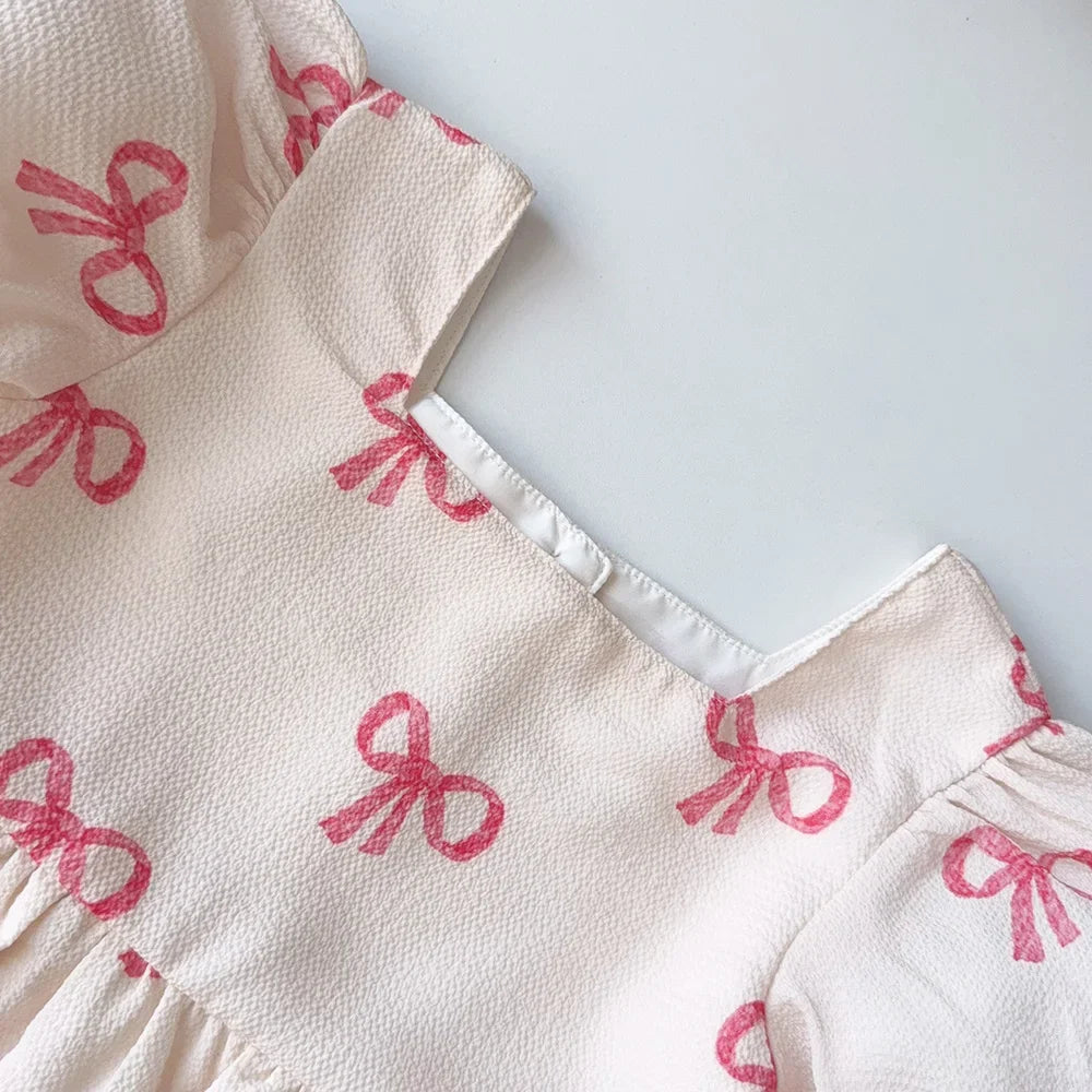 Bear Leader New Bow Print Casual Dresses