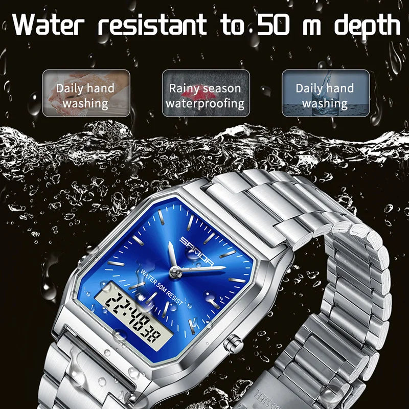 Luxury Style LED Digital Dual Display Clock Unisex