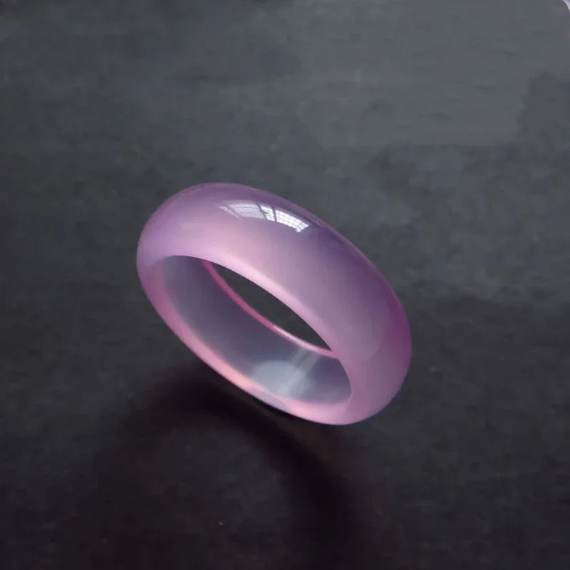 Natural Chalcedony Hand-carved Jade Ring