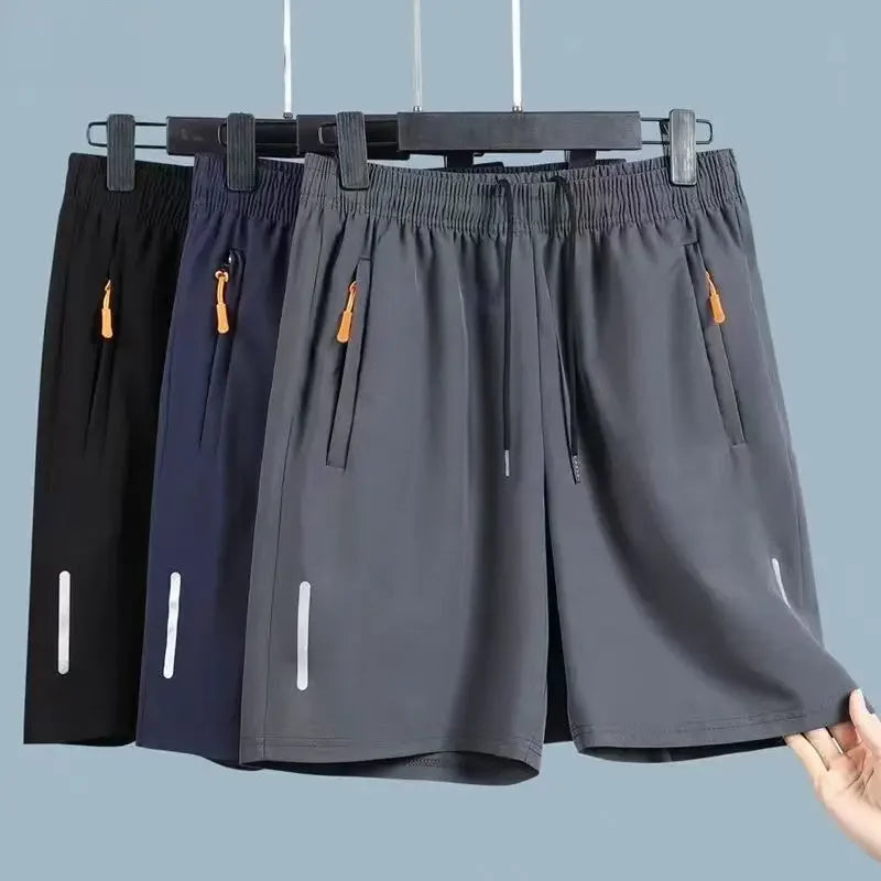 Summer Men Ice Silk Gym Sport Shorts