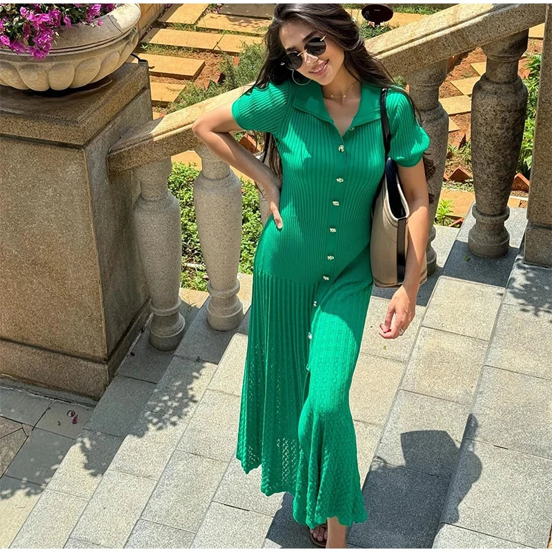 Trendy Elegant Knitted Solid Single Breasted Short