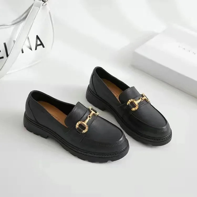 Vintage Round Toe PVC Thick Bottom Loafers