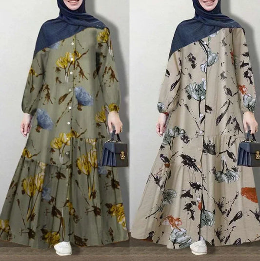 Women's Cotton Dress Muslim Kaftan Long Skirt