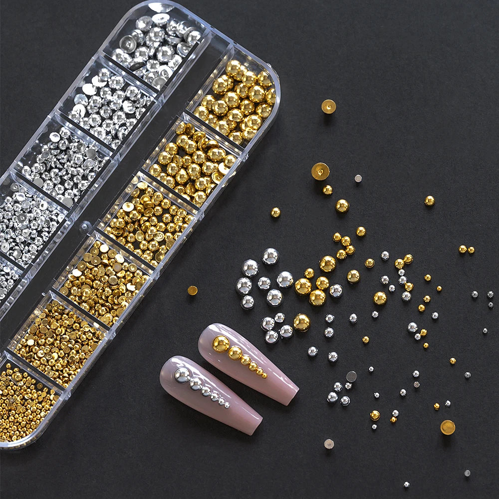 1 Box Half Round Flat back Nail Rhinestones