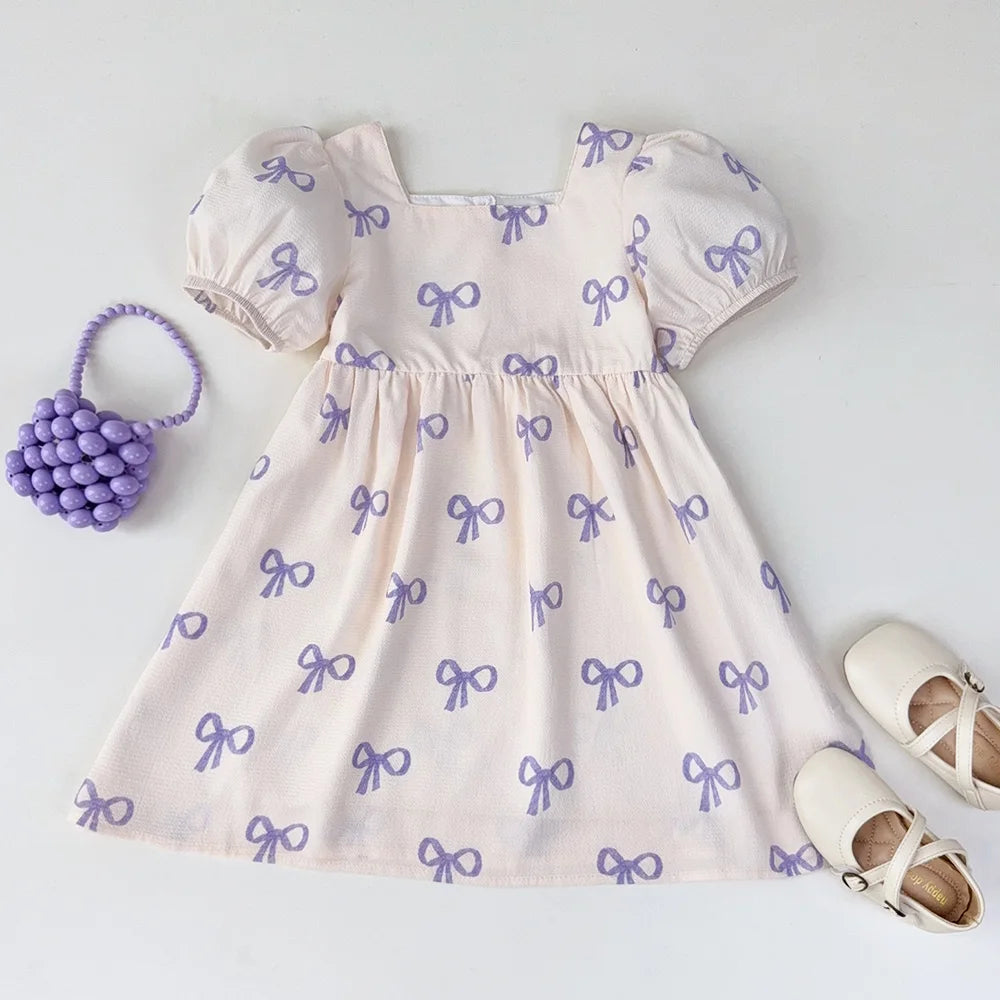 Bear Leader New Bow Print Casual Dresses