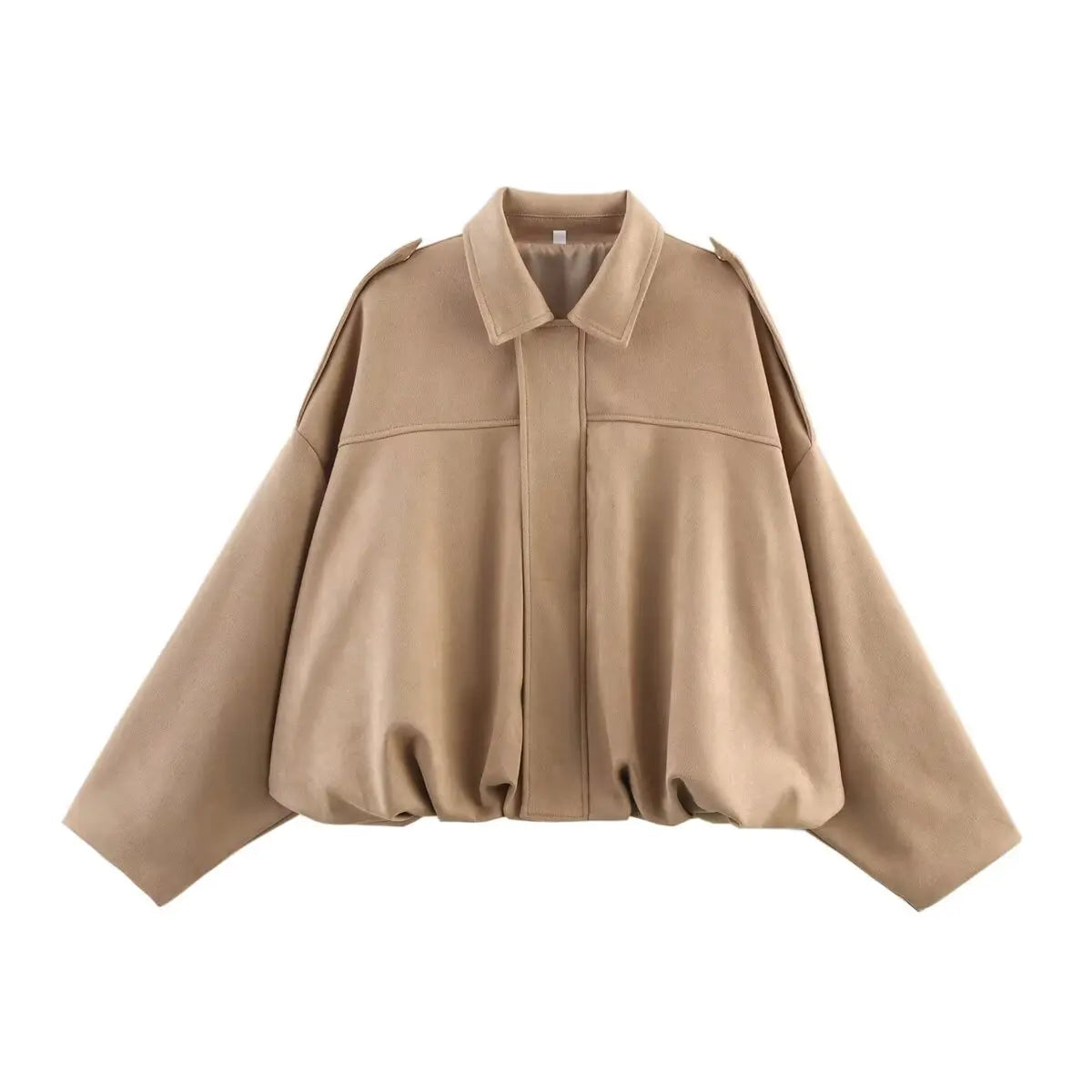 women's suede texture lapel shoulder bomber jacket