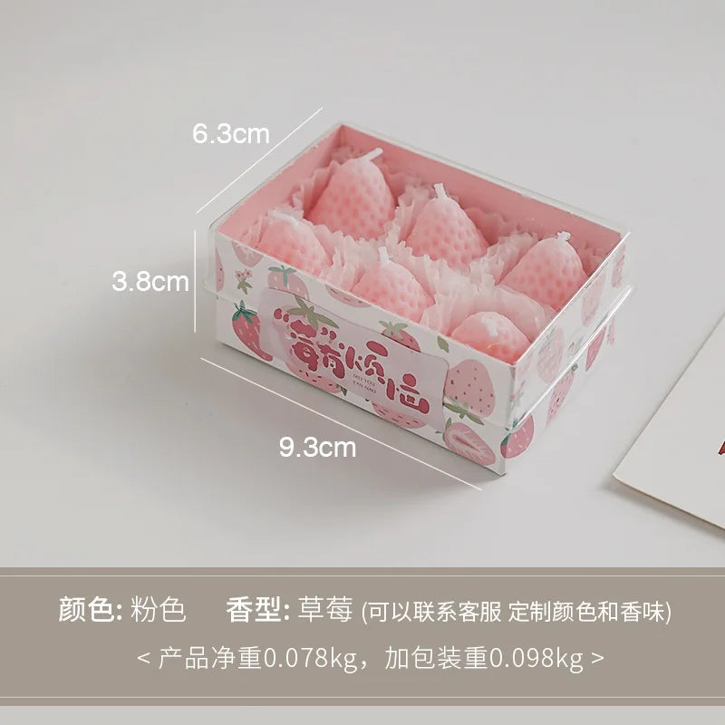 4pcs/1pc Strawberry Candles Soy Wax Aromatherapy Scented Fruit Candles Birthday Cake Topper Party Home Decoration Room Accessory