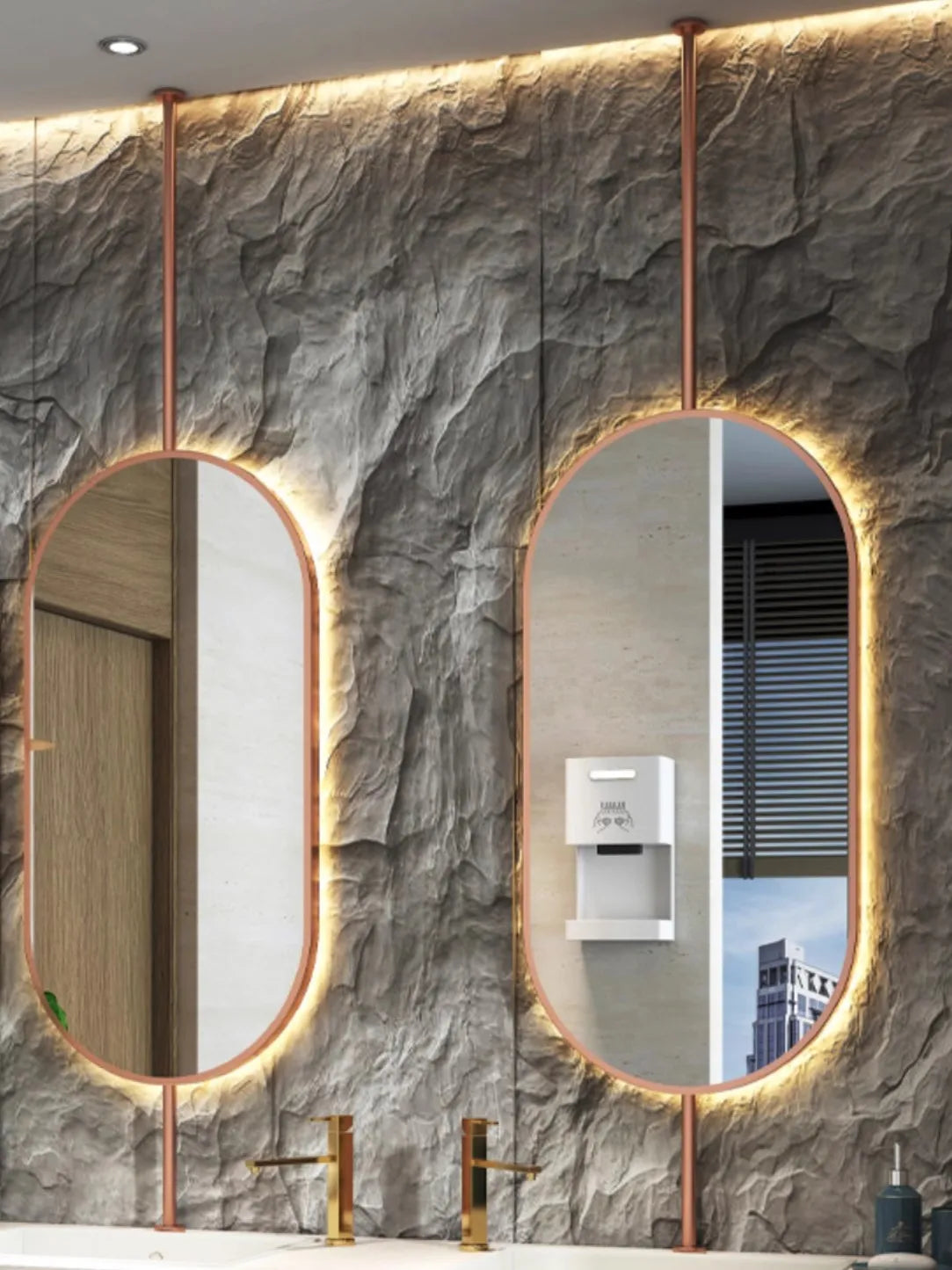 Ceiling Oval Hanging Mirror Modern Simple Home Decoration Bathroom Vanity Mirror LED Lighting Hd Cosmetic Mirror Size60x90cm