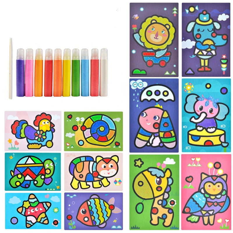 Sand Painting Children Colored Sand Boys And Girls Baby Handmade Diy Production,  Scraping Art Sand Painting Set Toys