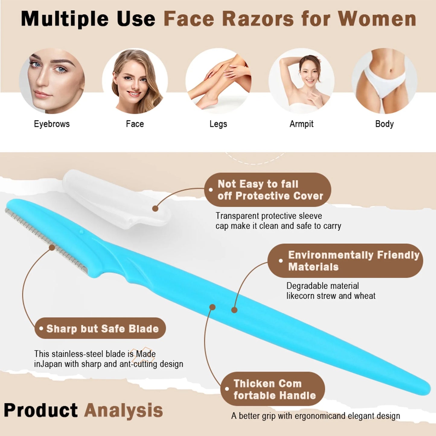 10/40 Pcs Eyebrow Trimmer Face Blade