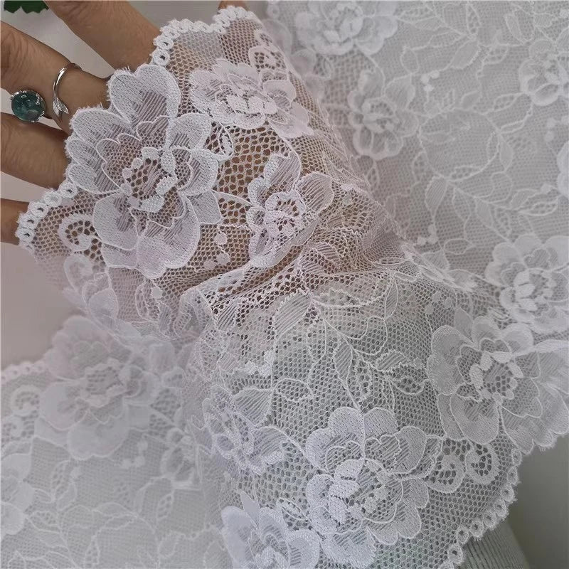 2 Yards Black and White Lace Fabric Flower Lace DIY Sleeve Skirt Decoration Clothing Accessories 18CM Wide