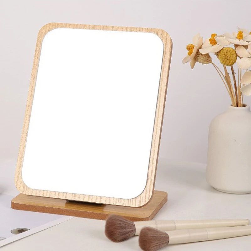 Portable Wooden Folding Desktop Makeup Mirror