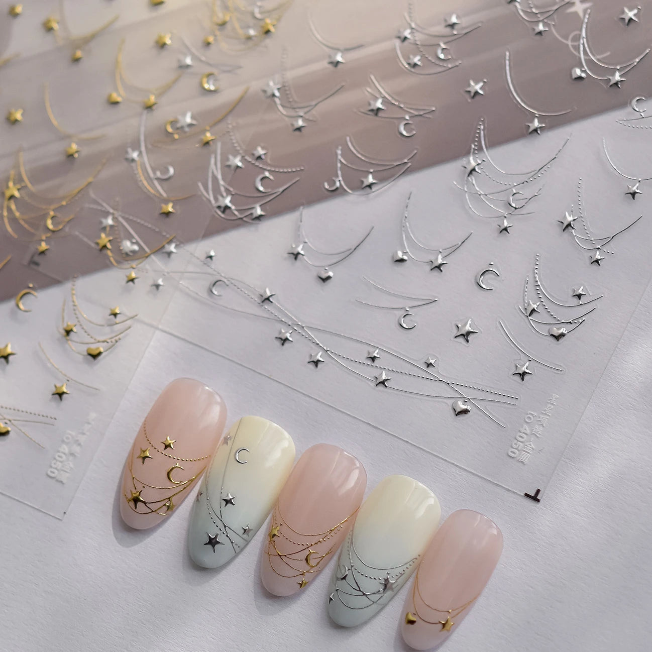 Star Moon Love Heart Necklace Nail Sticker