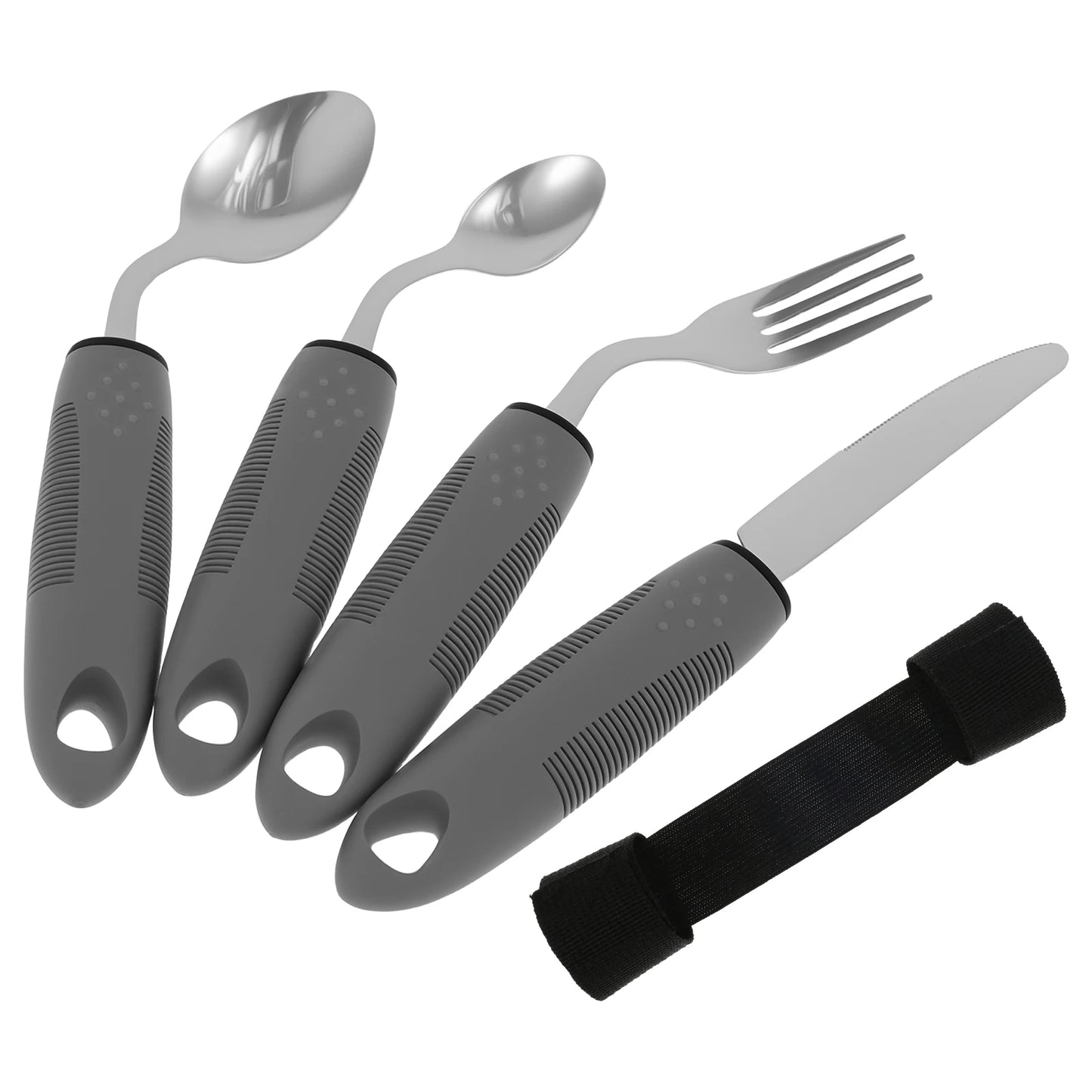 4pcs Adaptive Utensils Set Knife, Fork, Spoons Stainless Steel Adaptive Utensils for Hand Tremors,Elderly, Arthritis,Parkinsons