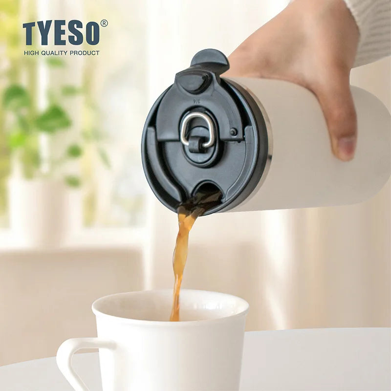 Tyeso French Press Travel Mug 304 Stainless Steel Portable Cold Brew Coffee Maker Tea Infuser Double-Wall Insulated Thermos