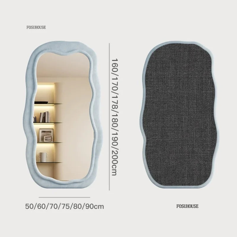 French Special-shaped Home Full-body Floor Mirrors Home Living Room Bedroom Designer Mirror Luxury Wave Full-length Mirror