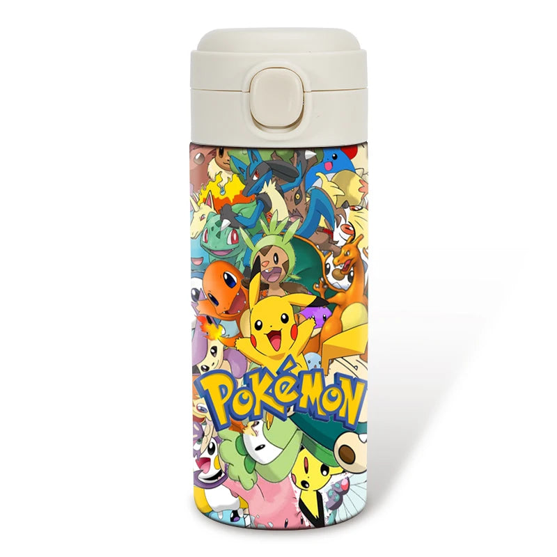 Pokemon 400ML Thermos Water Bottle Anime Portable Children Cute Pikachu 304 Stainless Steel Cartoon Outdoor Sport Water Mug Gift