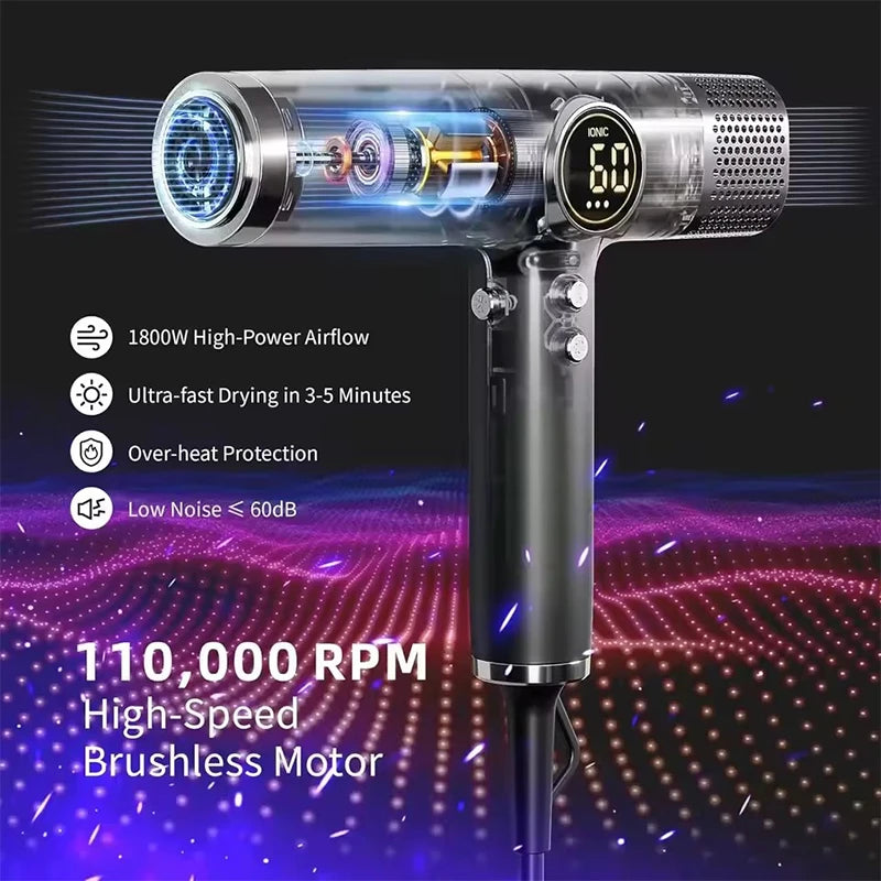 Professional 1800W High Power Speed Negative Ionic Hair Blower Dryer Electric Salon Hot And Cold Air Hair Dryer With Diffuser