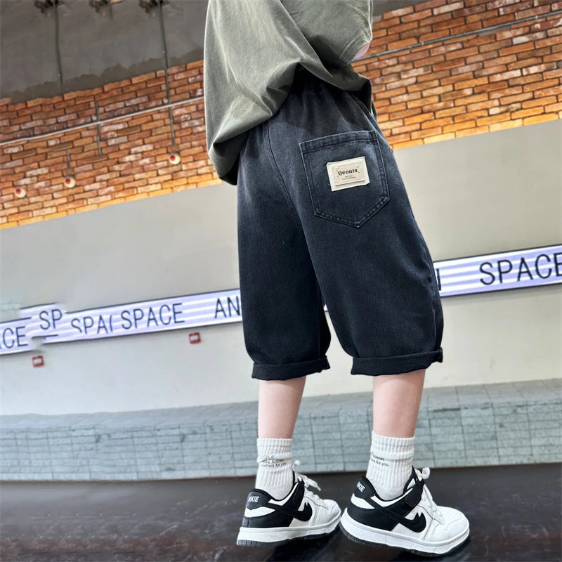 Boys gradient denim mid-trousers