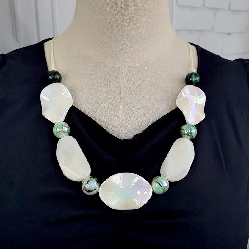 Rope Chain Acrylic Beads Statement Necklace