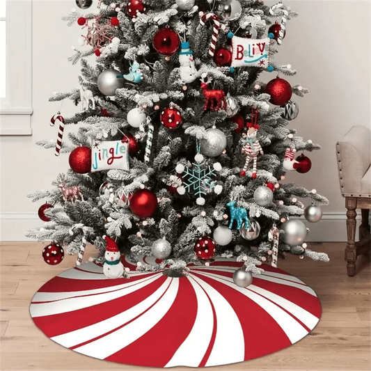 Christmas Tree Skirt Classic Red White Peppermint
