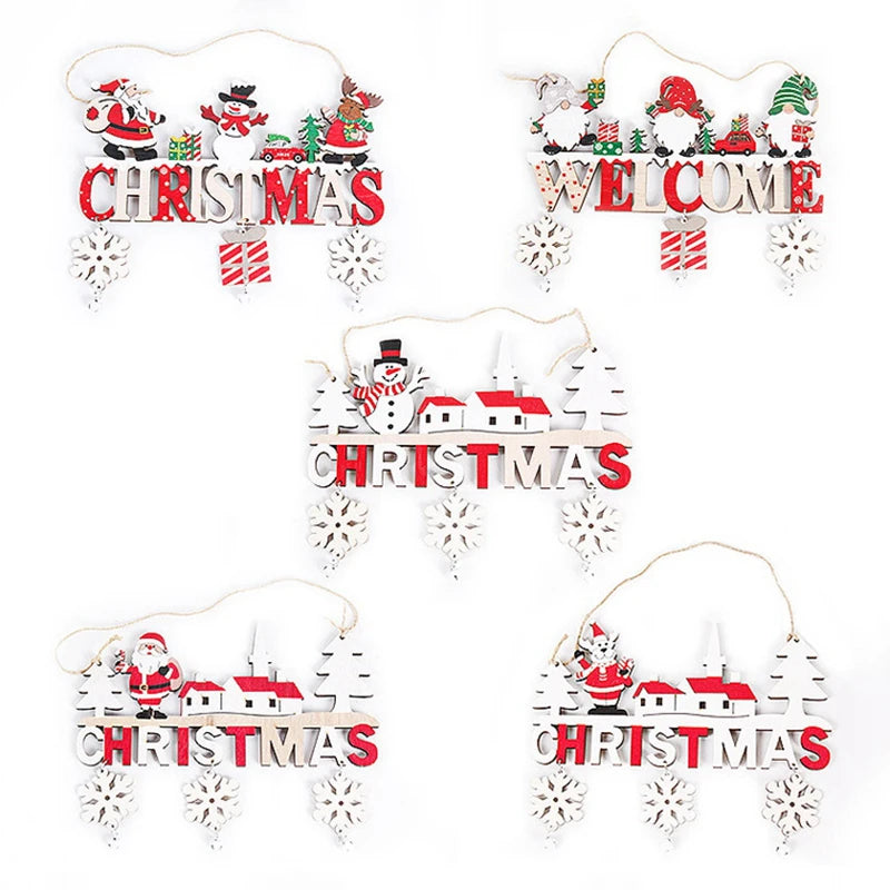 Gnome Santa Claus Wooden Hanging