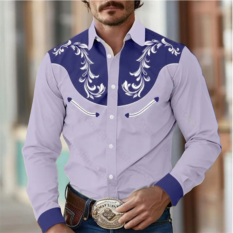 Floral Retro Western  Lapel Shirt